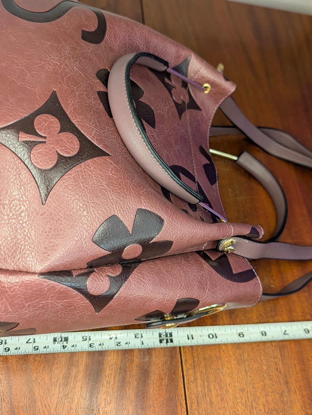Floral Faux Leather Hobo Purse Dark Purple Color  NWOT - Picture 3 of 14